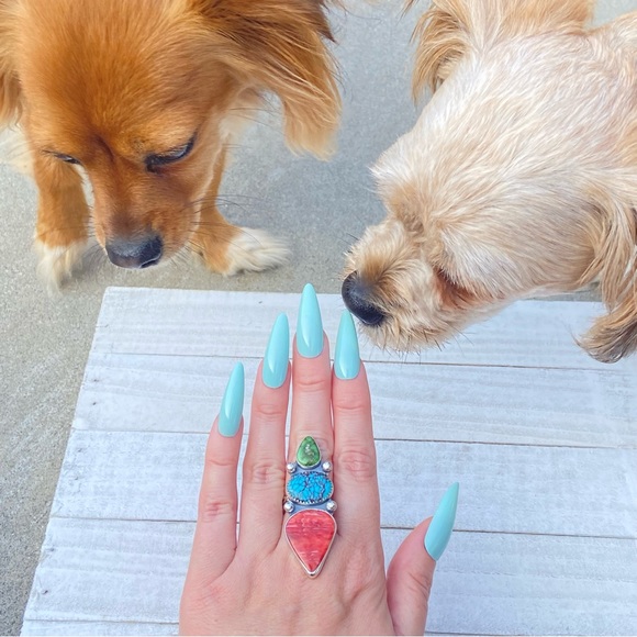 Turquoise and spiny oyster ring - Picture 4 of 4